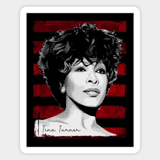 Tina Turner-Retro-Vintage-Halftone-Grunge-Red Stripes Magnet